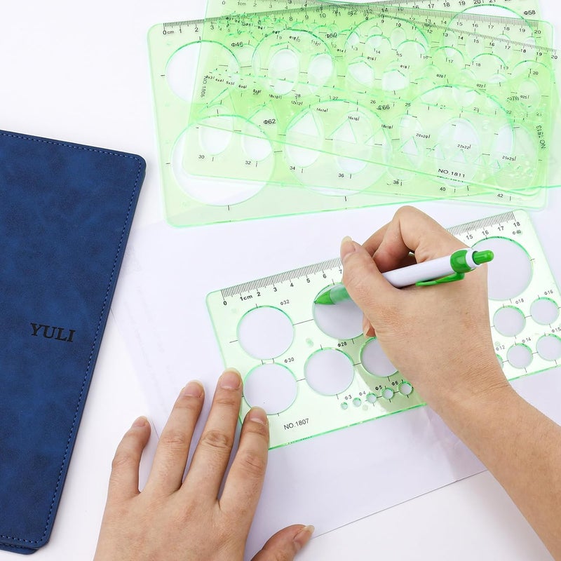 XIHIRCD 4pcs Circle Template for Drawing, Premium Plastic Circle Template Geometric Stencils for Drawing Measuring Used Widely for Architectural Mathematical Drawing Design(Green) - Image 5